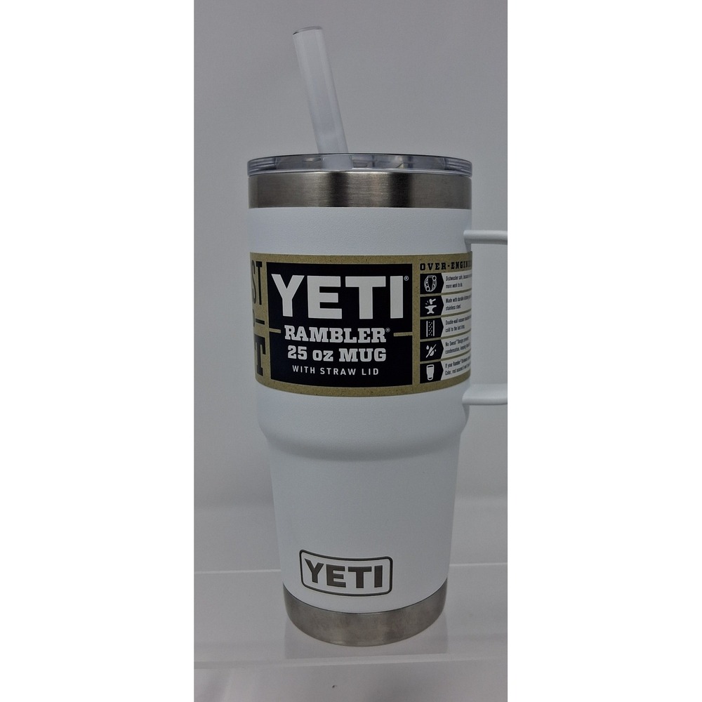 YETI Rambler 25 oz Mug with Straw Lid White Stainless Steel Insulated Tumbler
